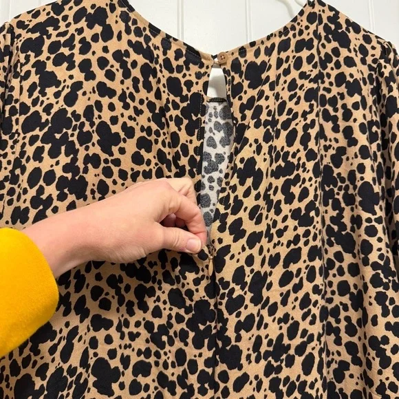 Reformation Port Dress Leopard Print Long Sleeve Fit & Flare Size 20 - Picture 8 of 9